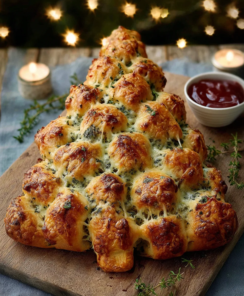 Cheesy Christmas Tree Bread - Festive Easy Appetizer