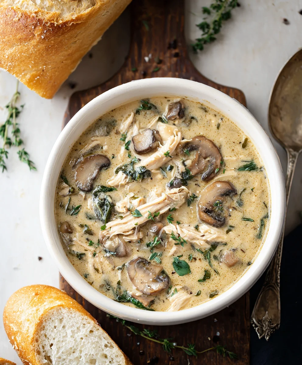 Comforting Rotisserie Chicken Mushroom Soup
