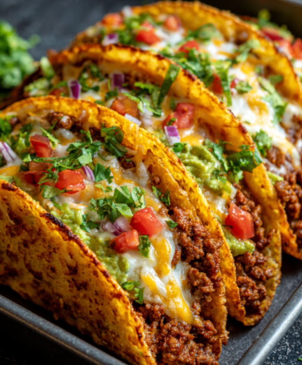 Oven-Baked Beef Tacos - Crispy Cheesy & Loaded
