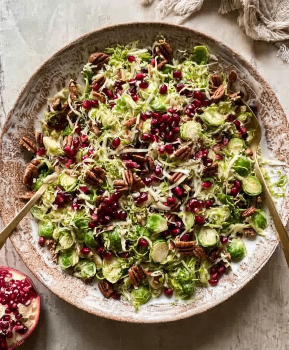 Shaved Brussels Sprout Salad - Pomegranate Pecan