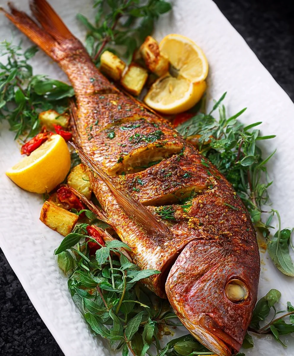 Oven Baked Whole Yellowtail Snapper- Easy Healthy Recipe