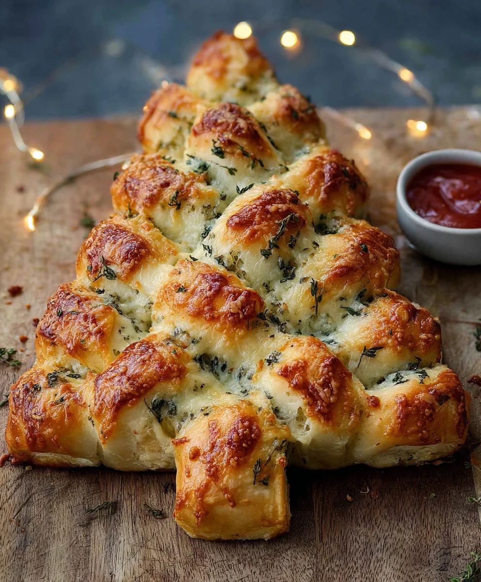 Cheesy Christmas Tree Bread - Festive Easy Appetizer