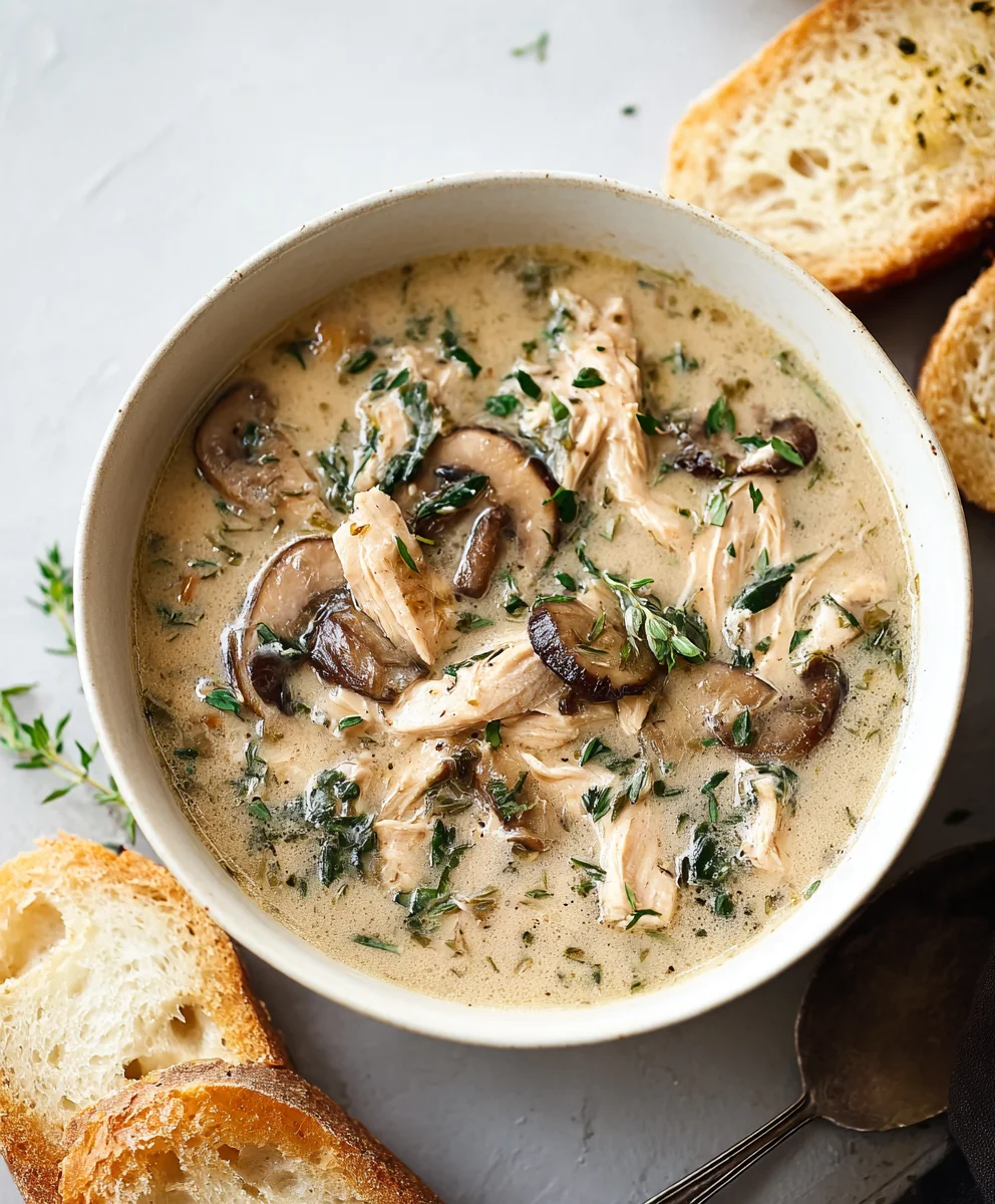 Comforting Rotisserie Chicken Mushroom Soup