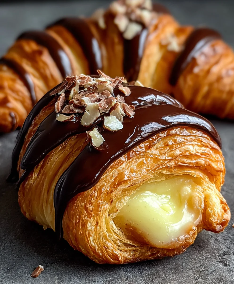 Boston Cream Pie Croissants- Decadent Dessert Fusion
