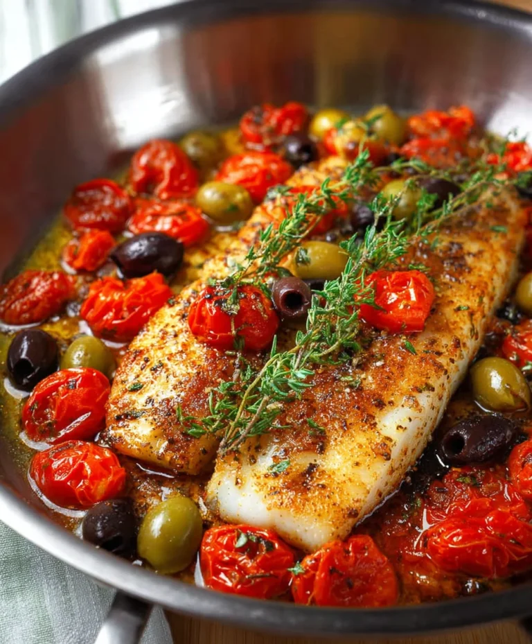 Easy Baked Fish with Tomatoes-Olives Recipe