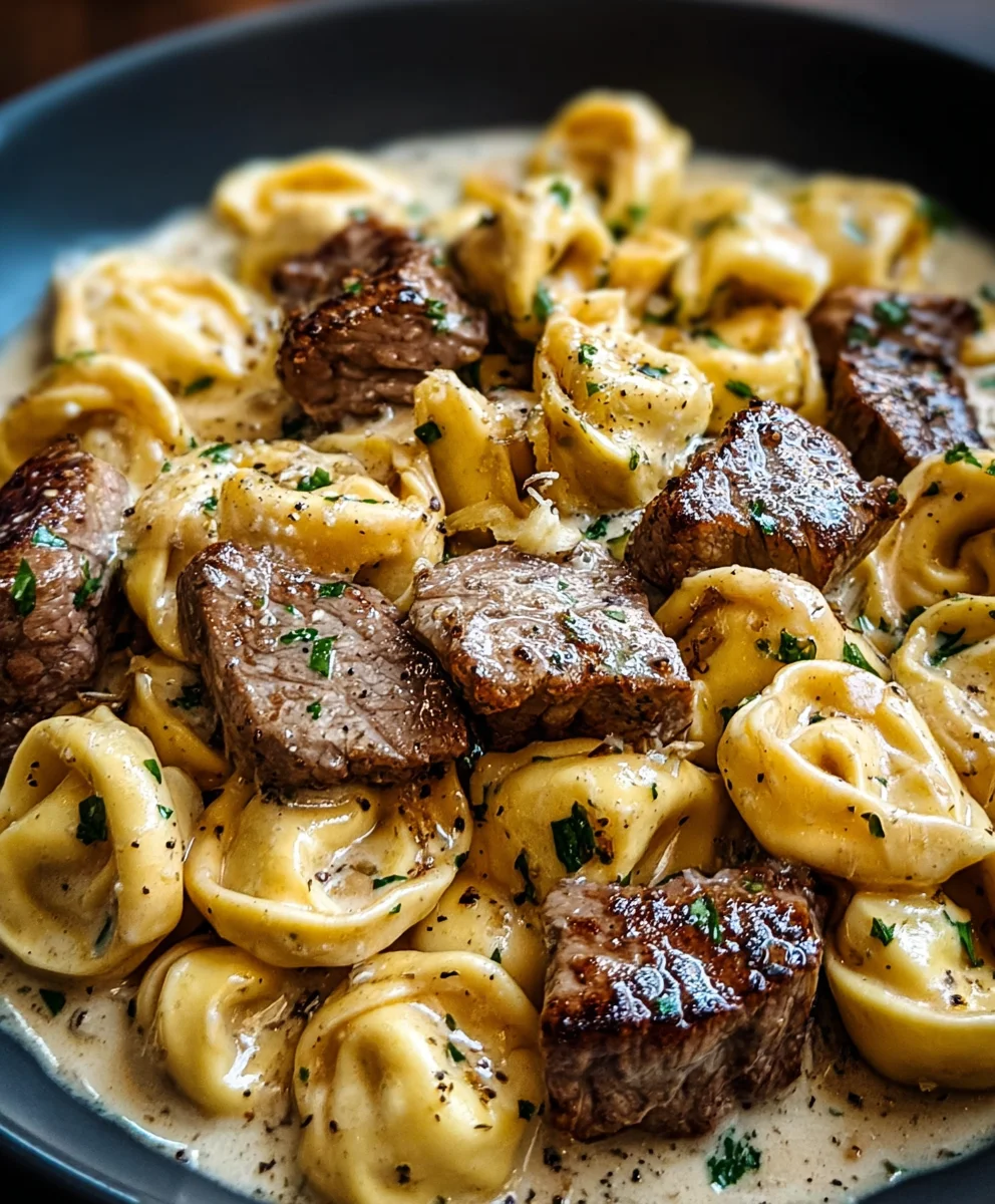 Garlic Steak Tortellini Cream Sauce Bliss - Easy Recipe