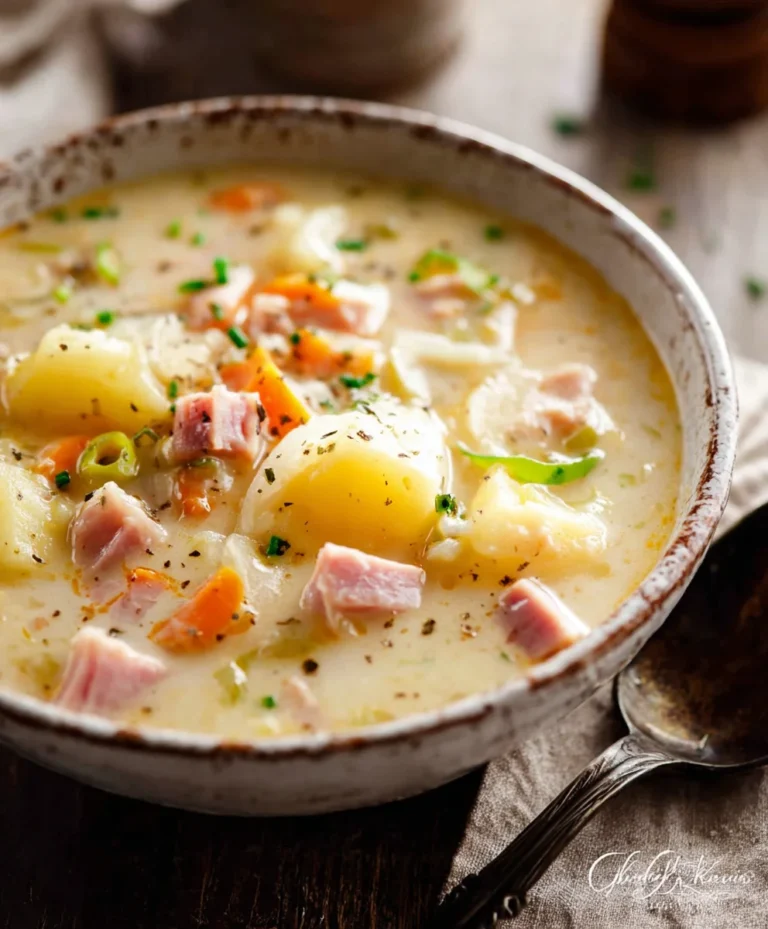 Hearty Beef Beef Ham Potato Soup-Comforting & Delicious