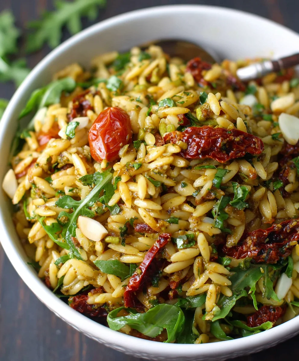 Sun Dried Tomato Orzo Pesto Salad - Easy Side Dish