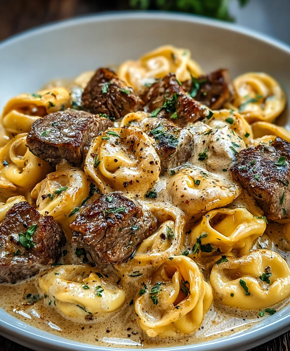 Garlic Steak Tortellini Cream Sauce Bliss - Easy Recipe