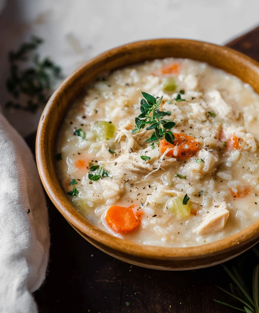 Creamy Chicken and Rice Soup - Hearty & Delicious