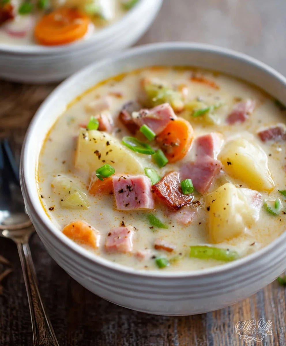Hearty Beef Beef Ham Potato Soup-Comforting & Delicious