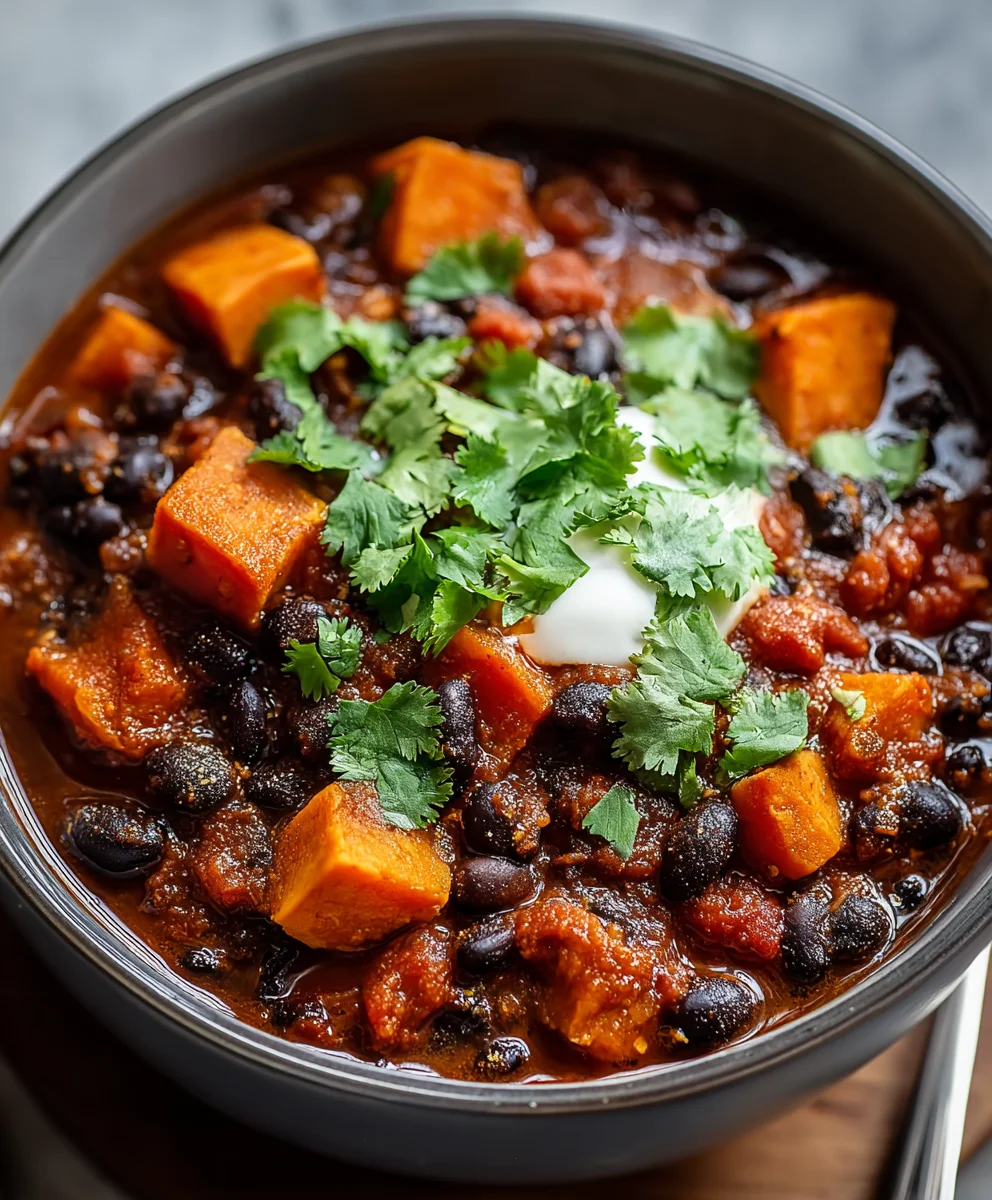 Hearty Sweet Potato Black Bean Chili - Easy & Flavorful