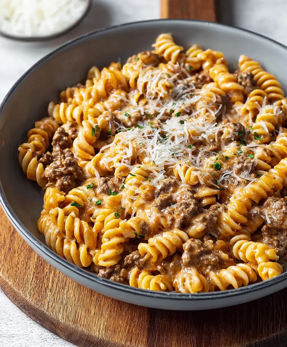 One Pot Creamy Beef Pasta-Easy Weeknight Dinner
