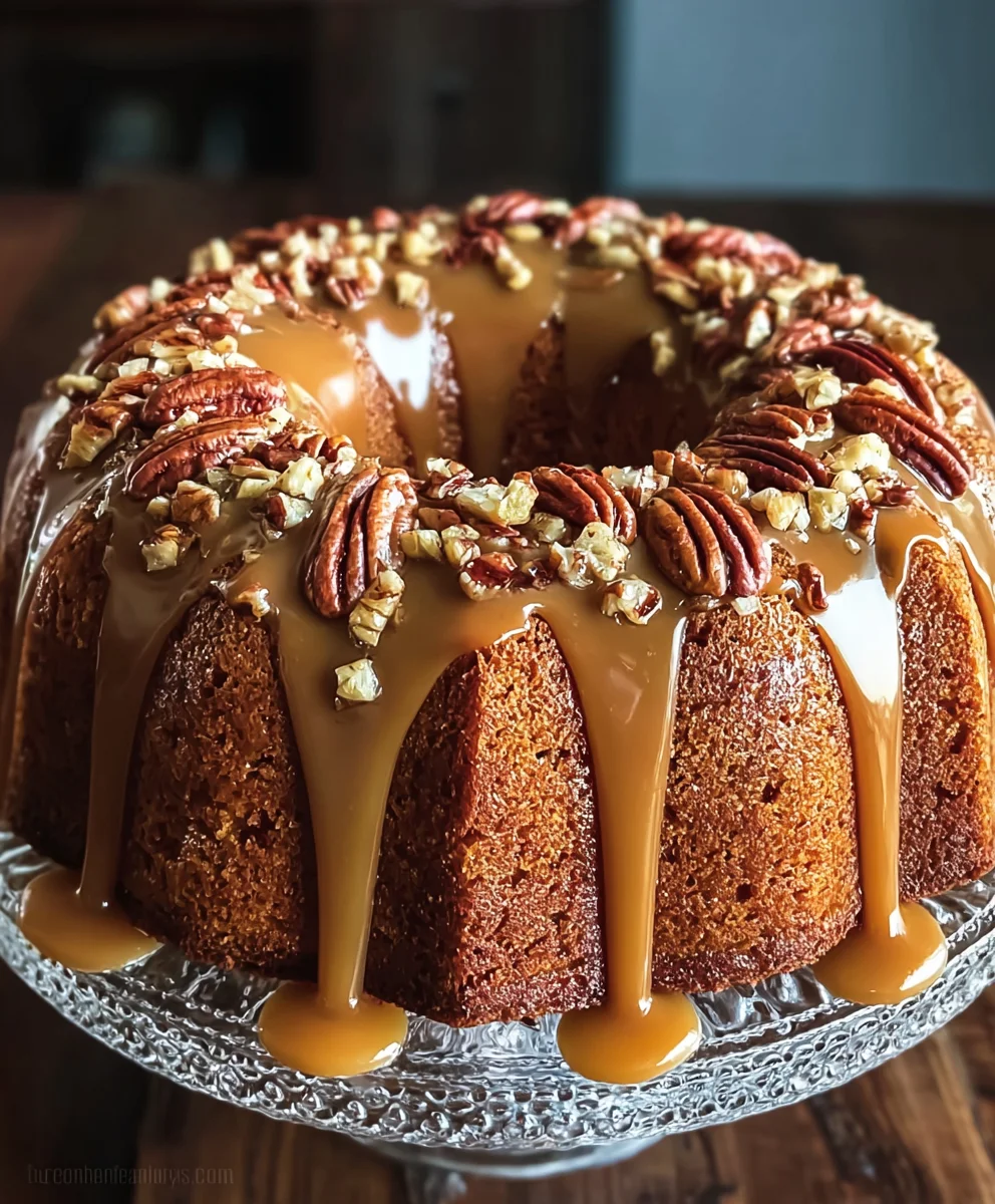 Caramel Pecan Bundt Cake-Easy Homemade Treat