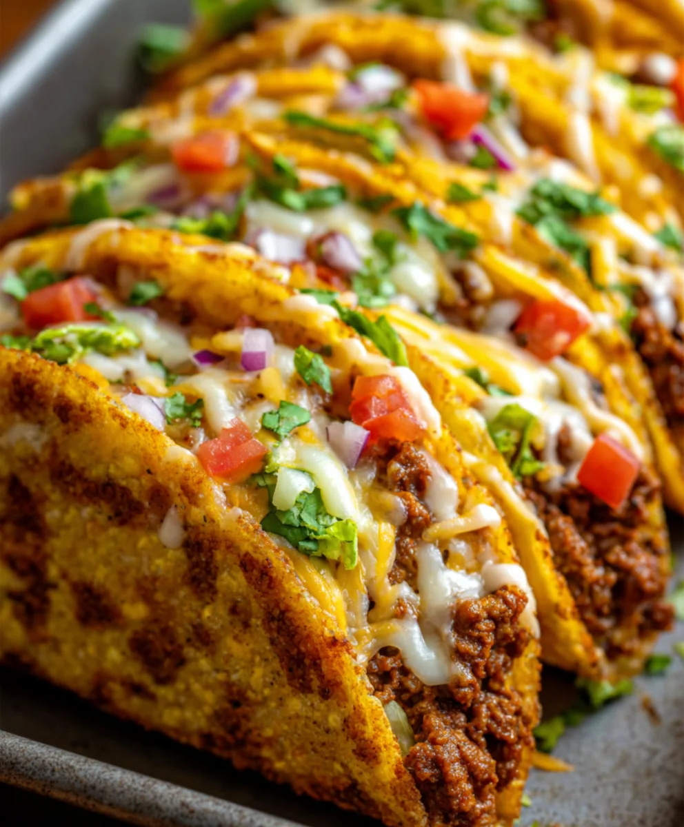 Oven-Baked Beef Tacos - Crispy Cheesy & Loaded