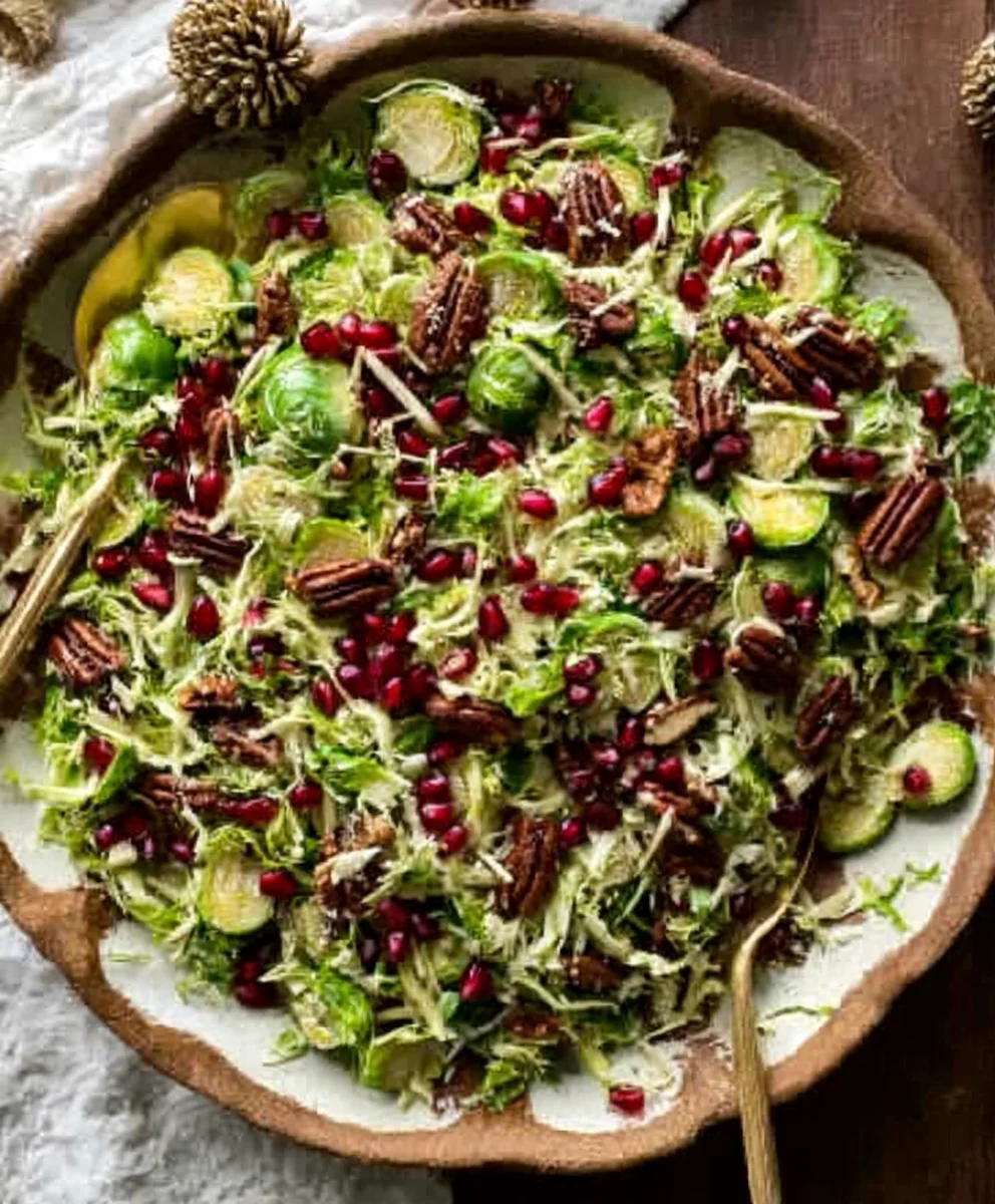 Shaved Brussels Sprout Salad - Pomegranate Pecan