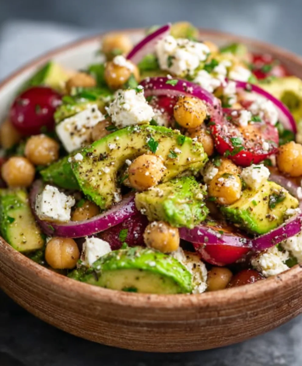 Chickpea Feta Avocado Salad - Fresh & Easy Recipe