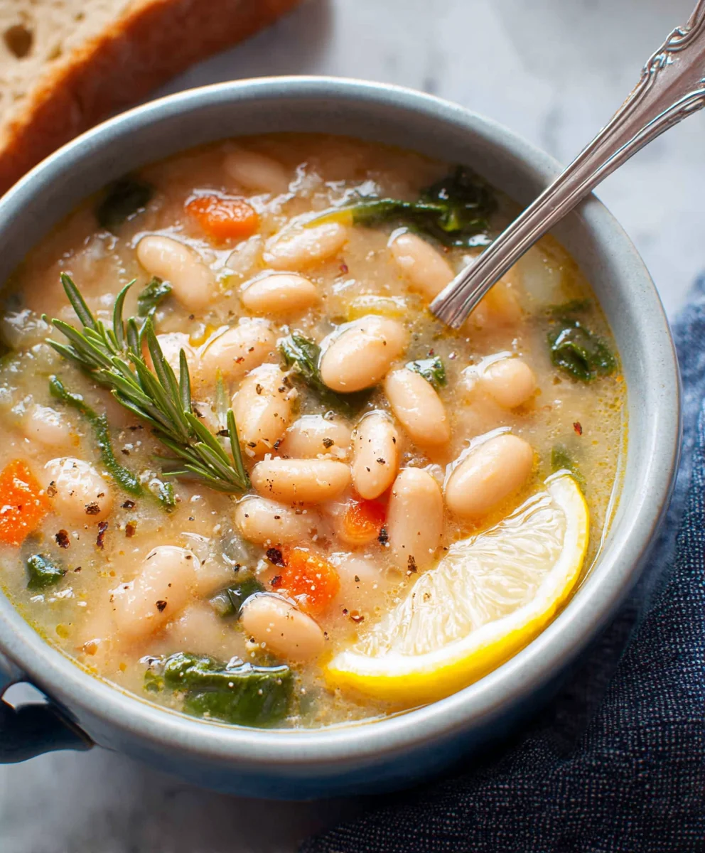 Greek White Bean Soup - Garlic Lemon Comfort