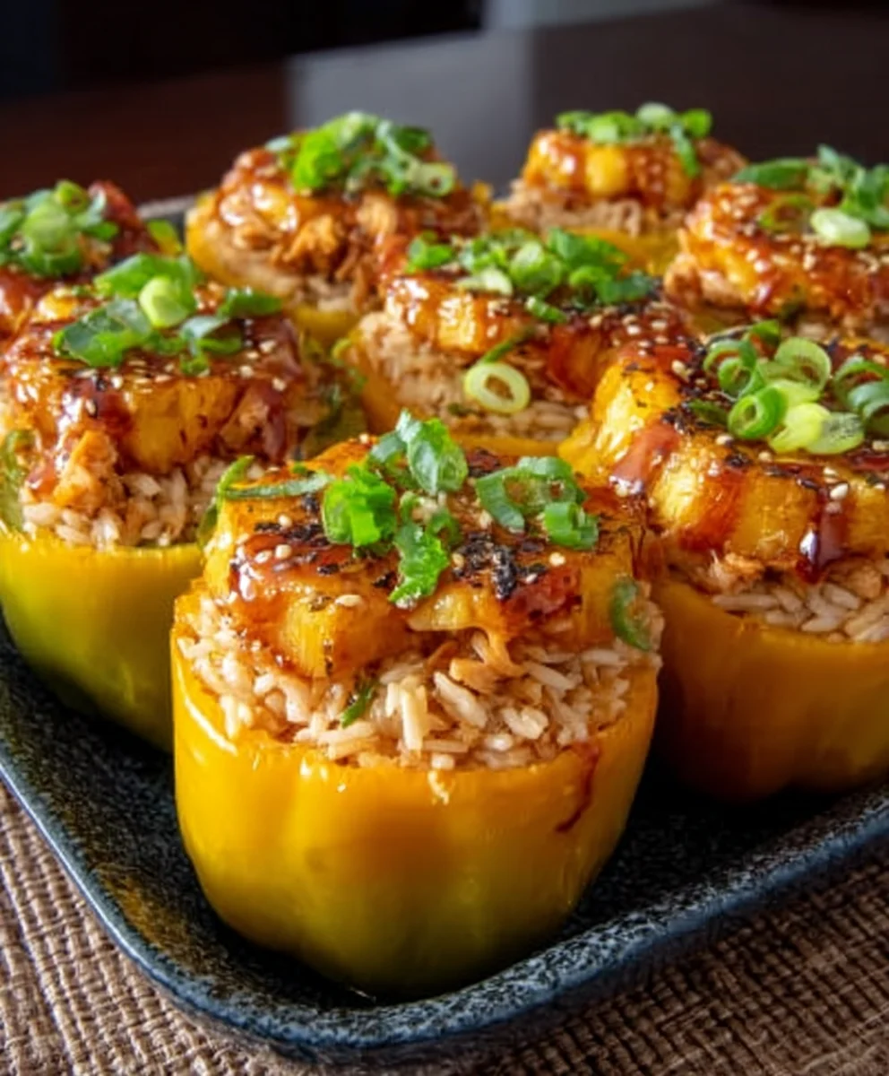 Teriyaki Pineapple Chicken Stuffed Peppers Recipe