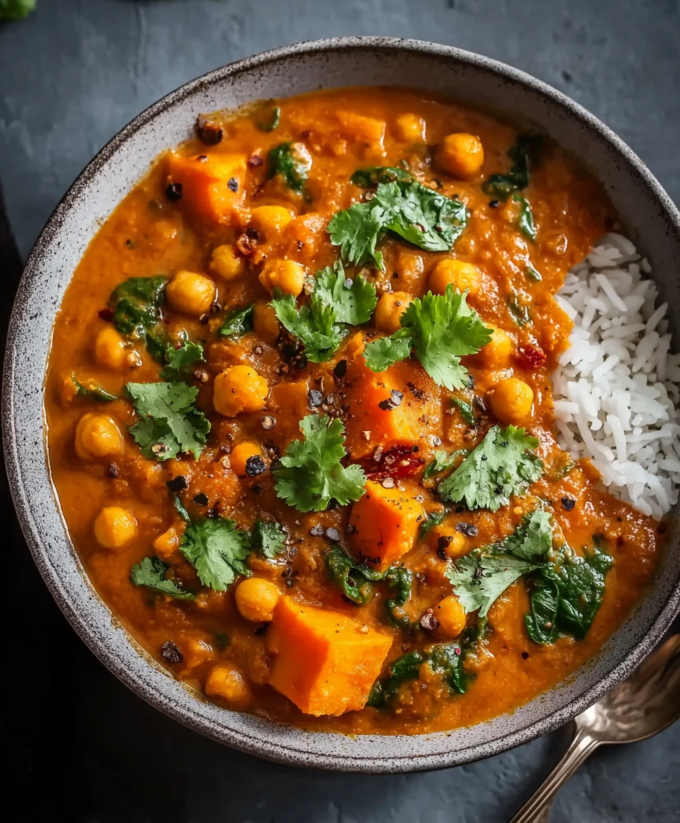 Sweet Potato Chickpea Curry-Hearty Vegan Comfort Food