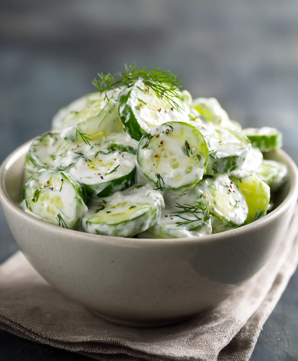 Creamy Cucumber Salad- Easy Refreshing Side
