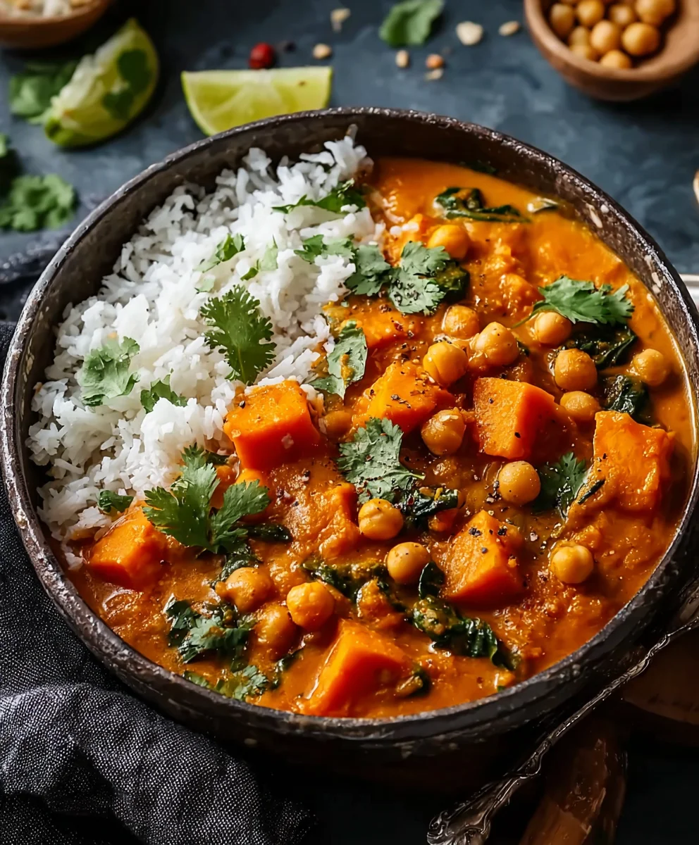 Sweet Potato Chickpea Curry-Hearty Vegan Comfort Food