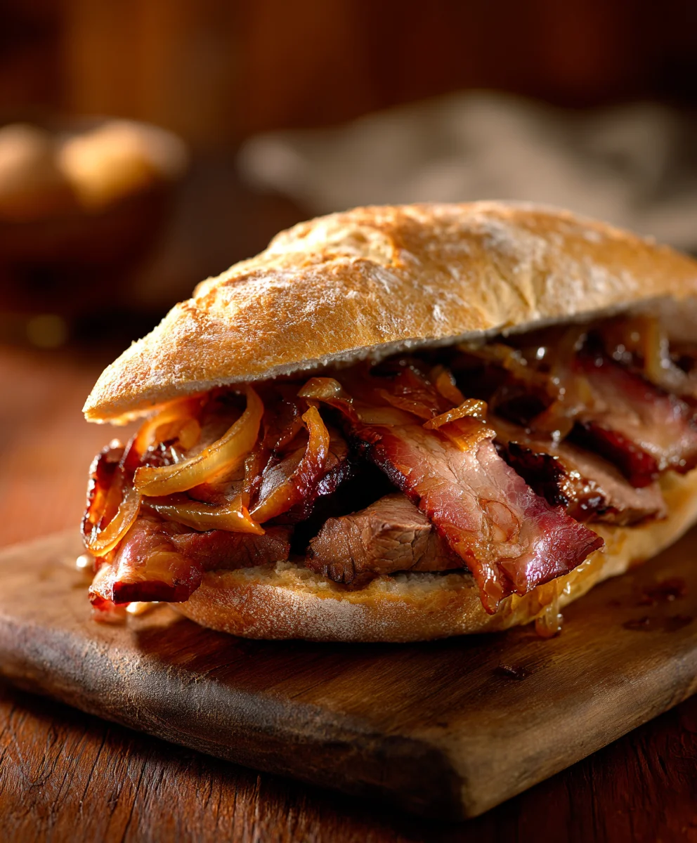 Best Beef Beef Bacon Sandwich Caramelized Onions Recipe