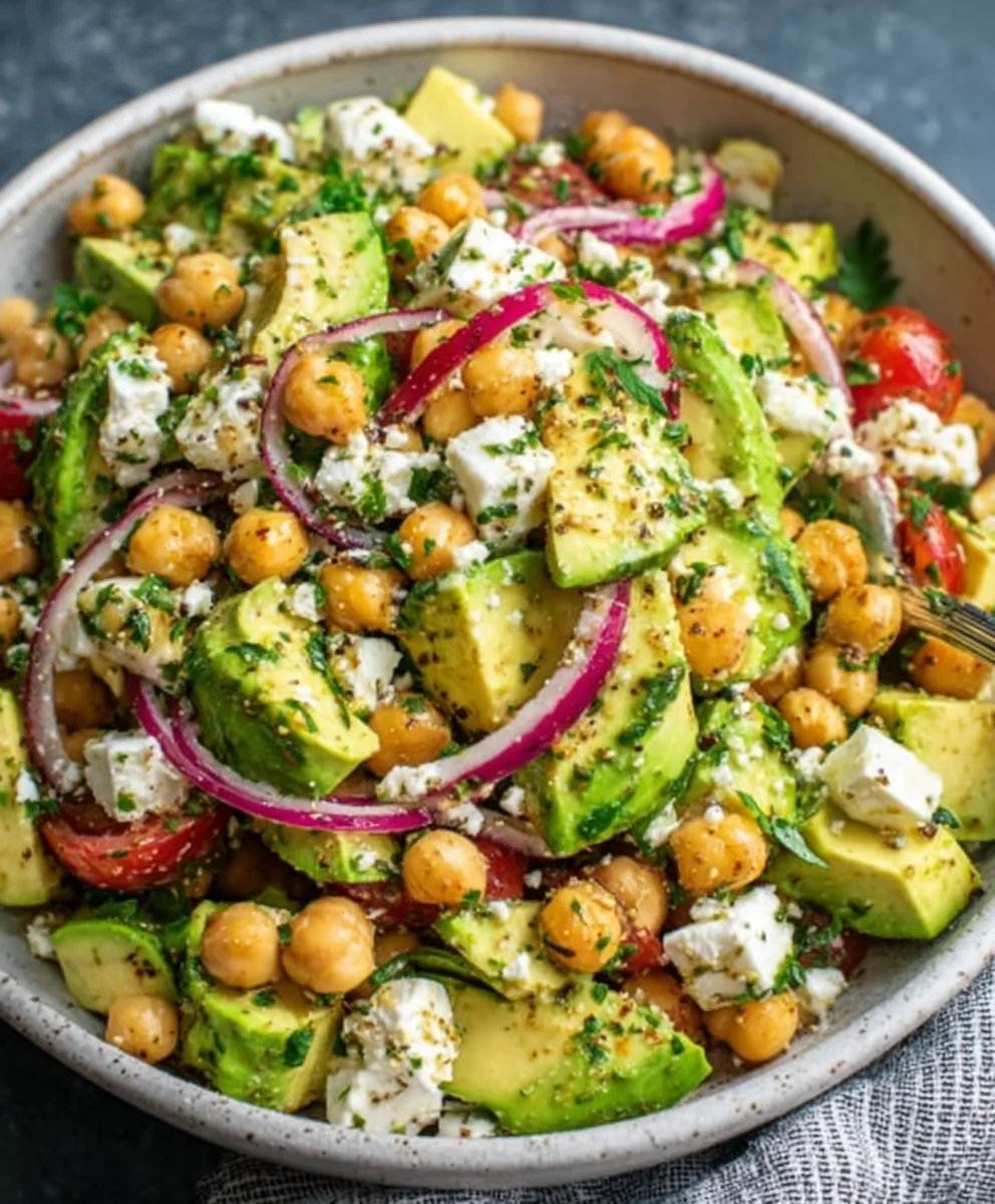 Chickpea Feta Avocado Salad - Fresh & Easy Recipe