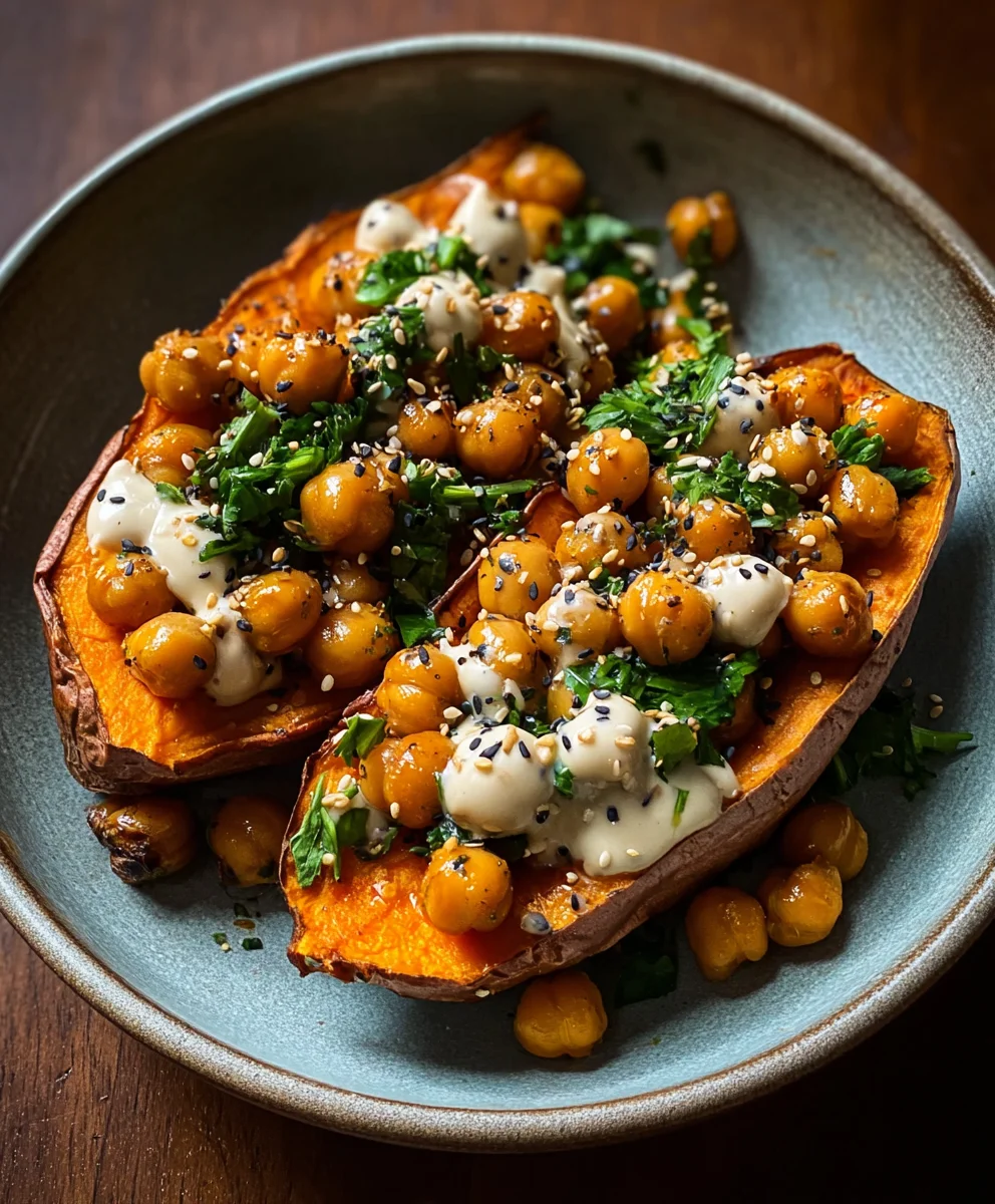 Sweet Potato Tahini Chickpea Bowl-Healthy Veggie Meal