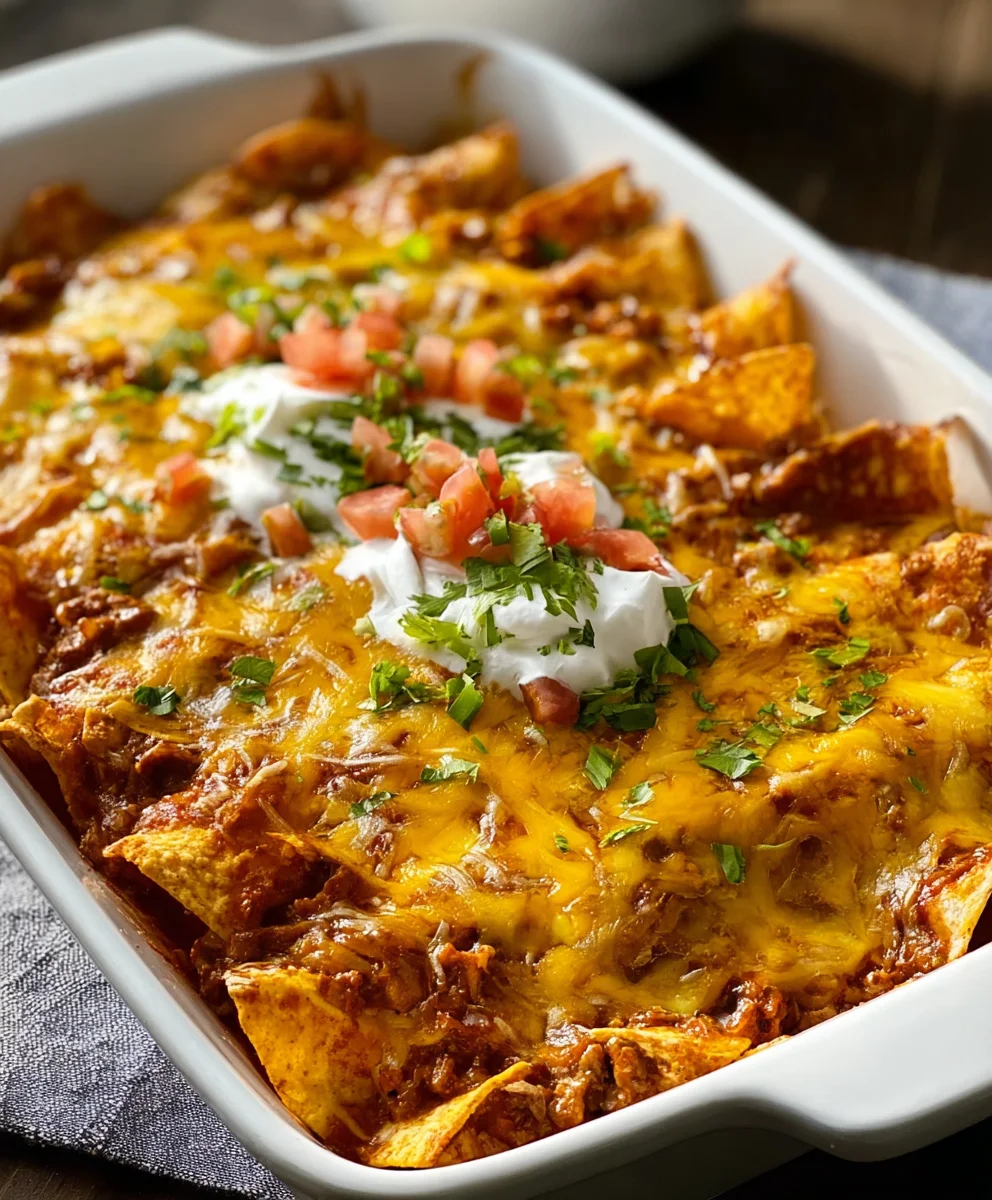 Easy Beef Tortilla Chip Enchiladas Recipe