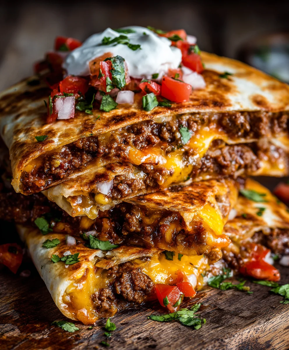 Easy Cheesy Ground Beef Quesadillas Recipe