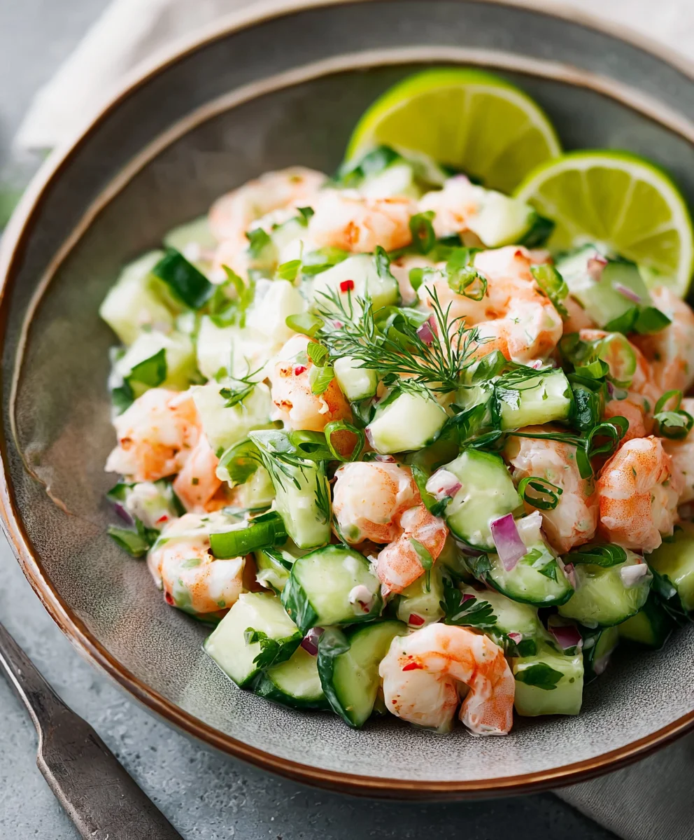 Refreshing Cucumber Shrimp Salad Recipe-Light & Easy