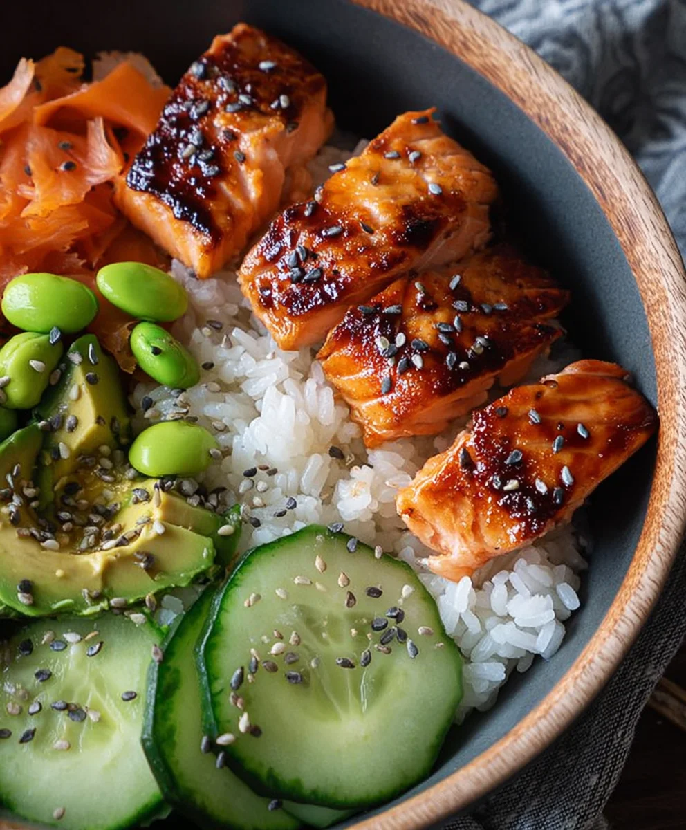 Gluten-Free Teriyaki Salmon Sushi Bowl - Quick Recipe