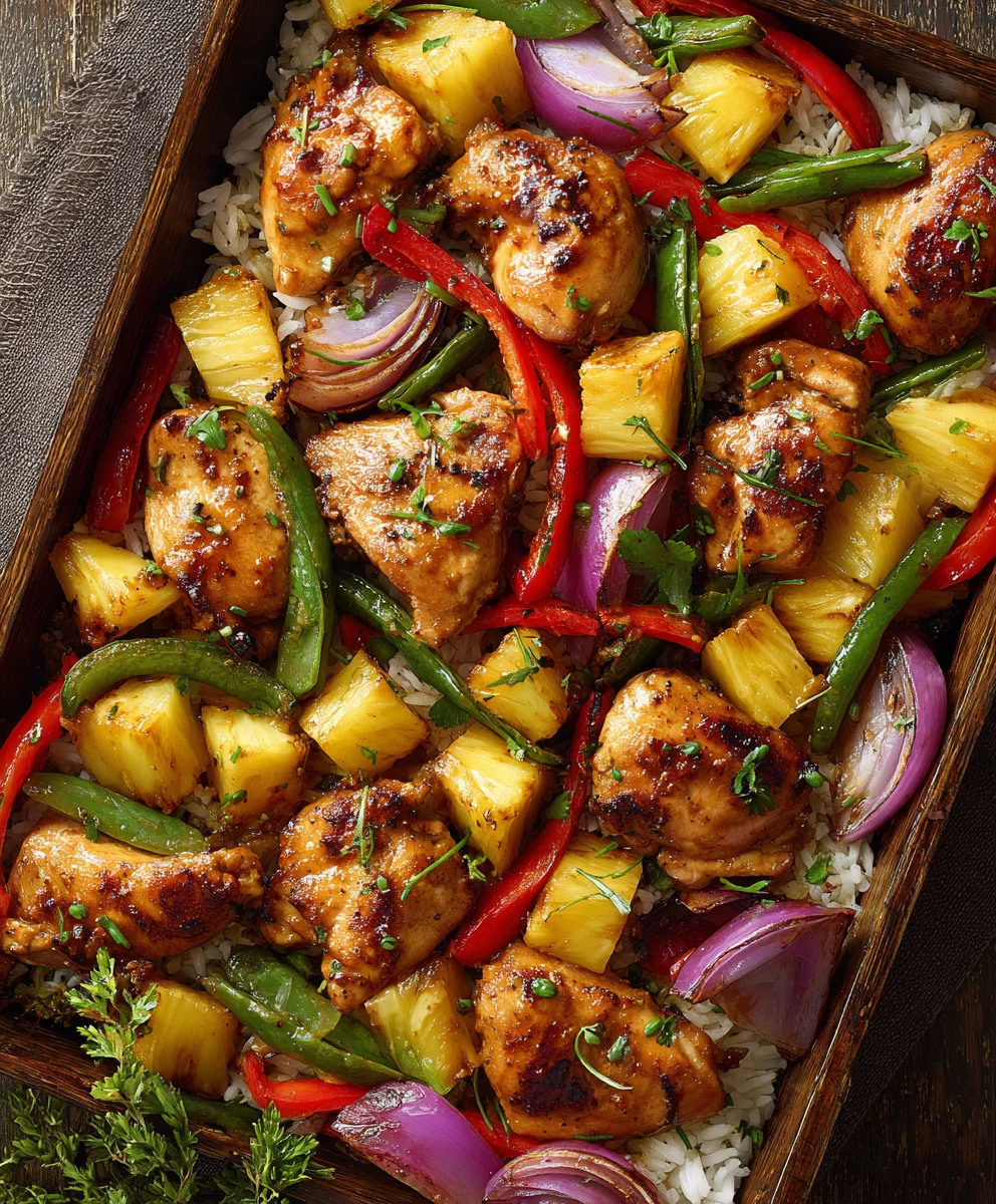 Easy Hawaiian Chicken Sheet Pan Dinner-Taste Paradise