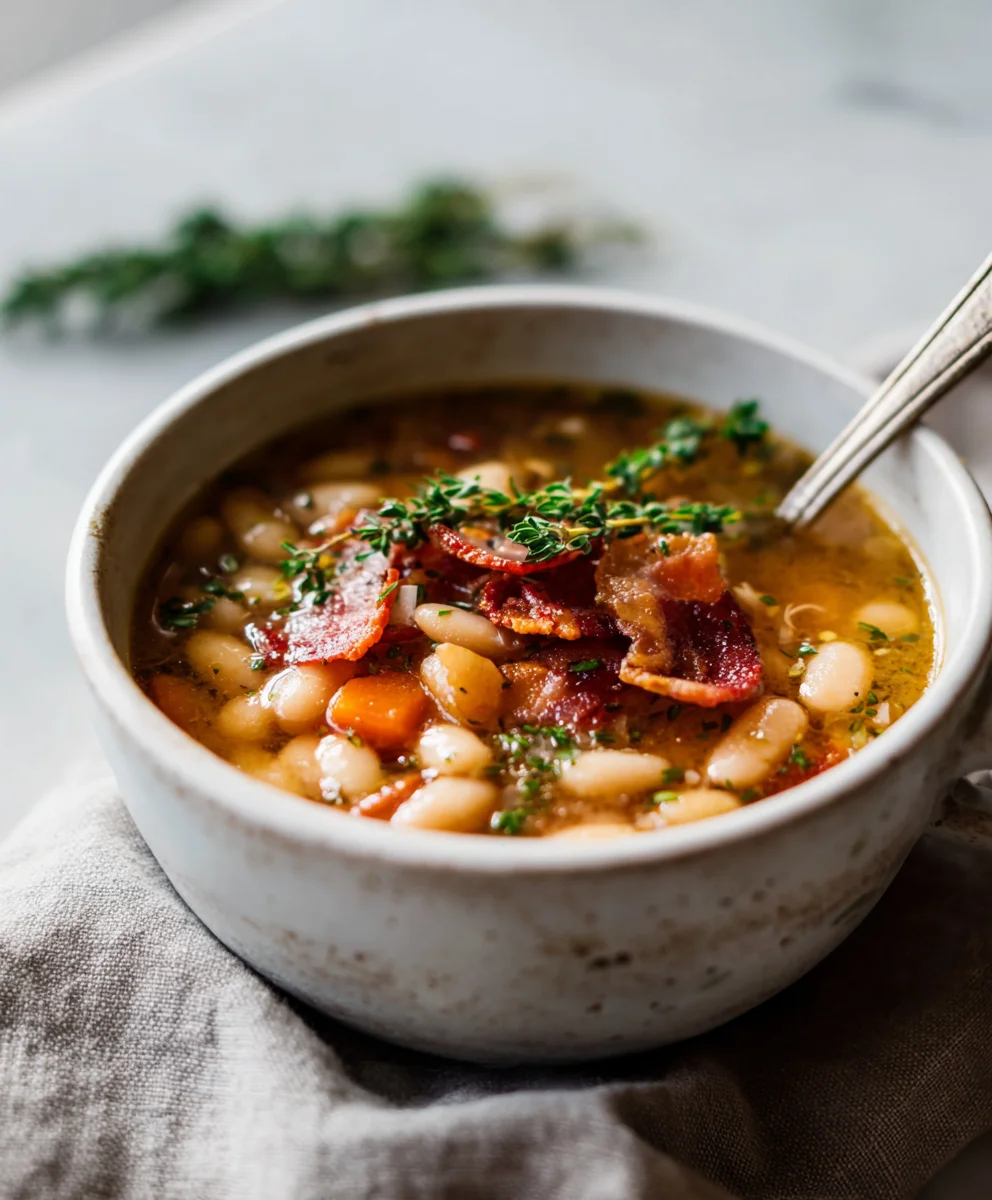 White Bean Soup with Savory Beef Beef Bacon