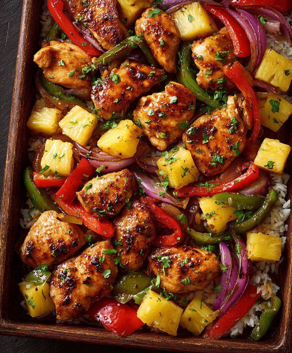 Easy Hawaiian Chicken Sheet Pan Dinner-Taste Paradise