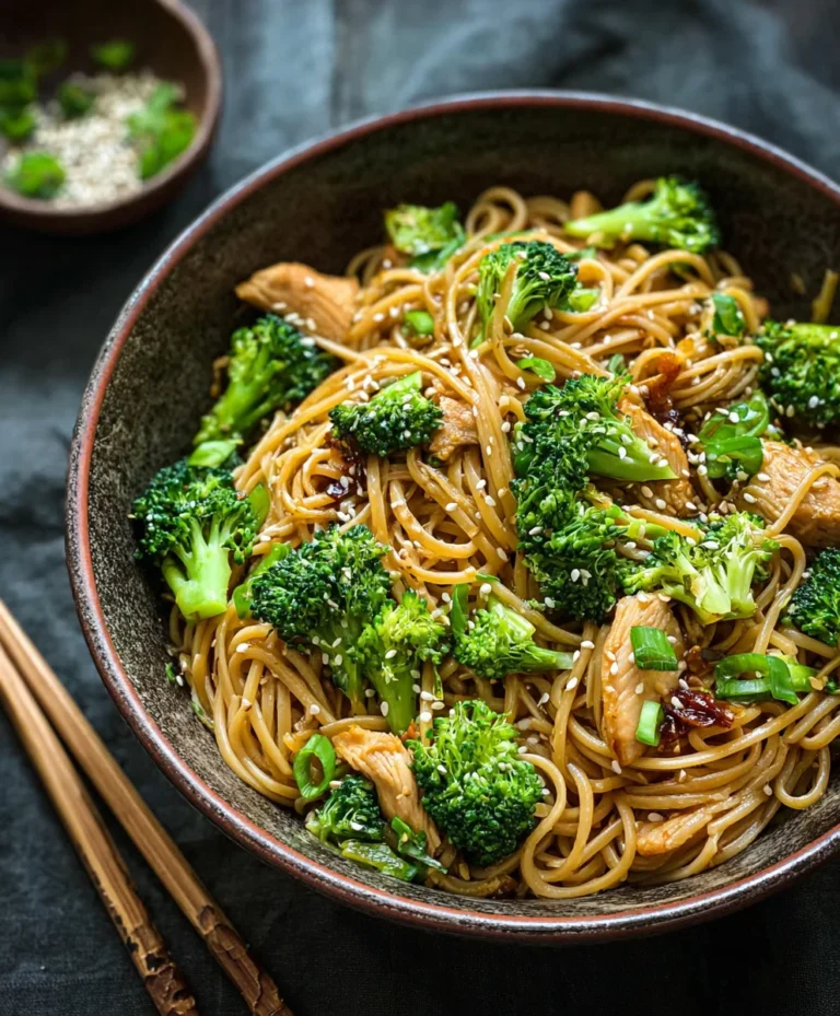 Healthy Sesame Noodles Chicken Broccoli Bowl