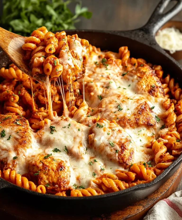 Easy Chicken Parmesan Pasta Skillet Dinner