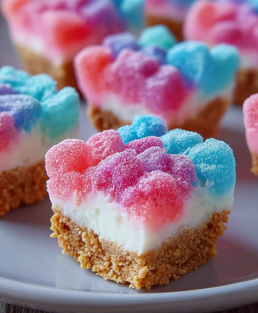 Gummy Cotton Candy Cheesecake Bites-Sweet & Fun Treat