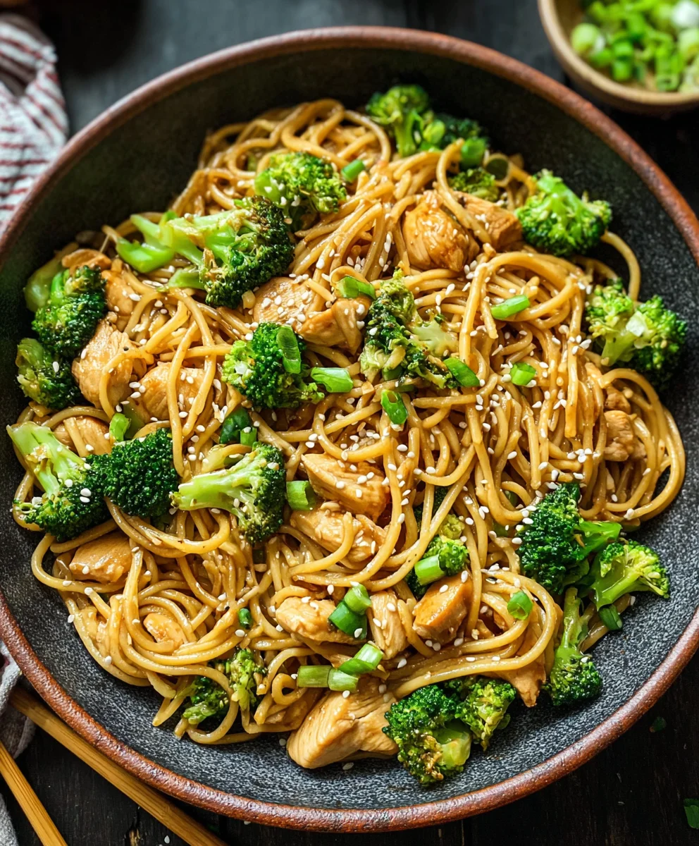 Healthy Sesame Noodles Chicken Broccoli Bowl