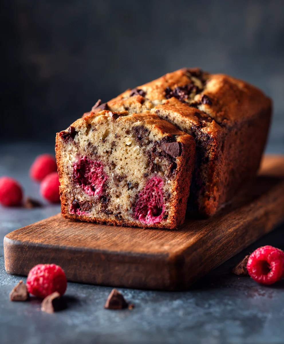 Raspberry Dark Chocolate Banana Bread Delight