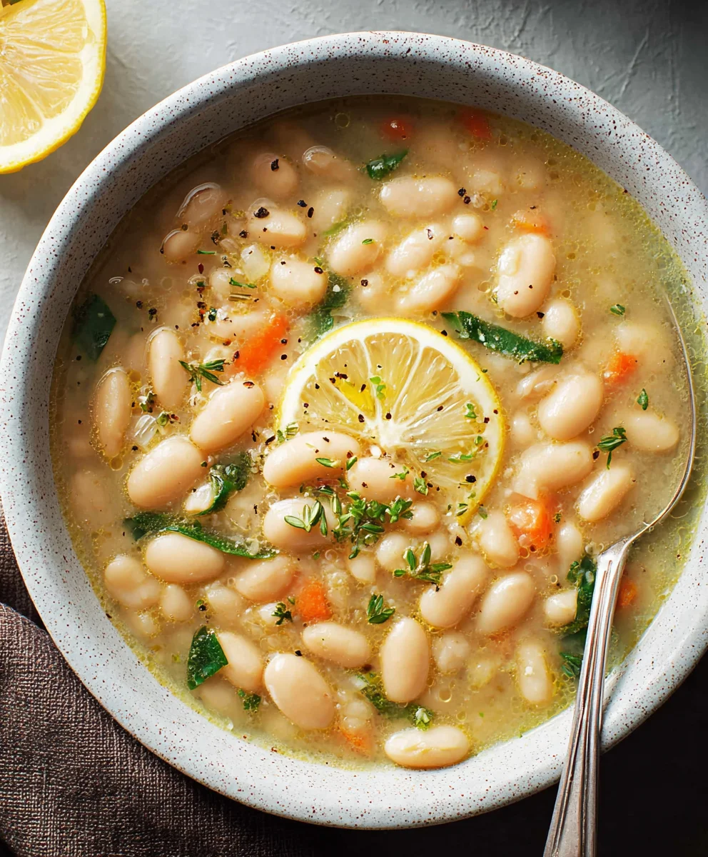 Greek White Bean Soup - Garlic Lemon Comfort