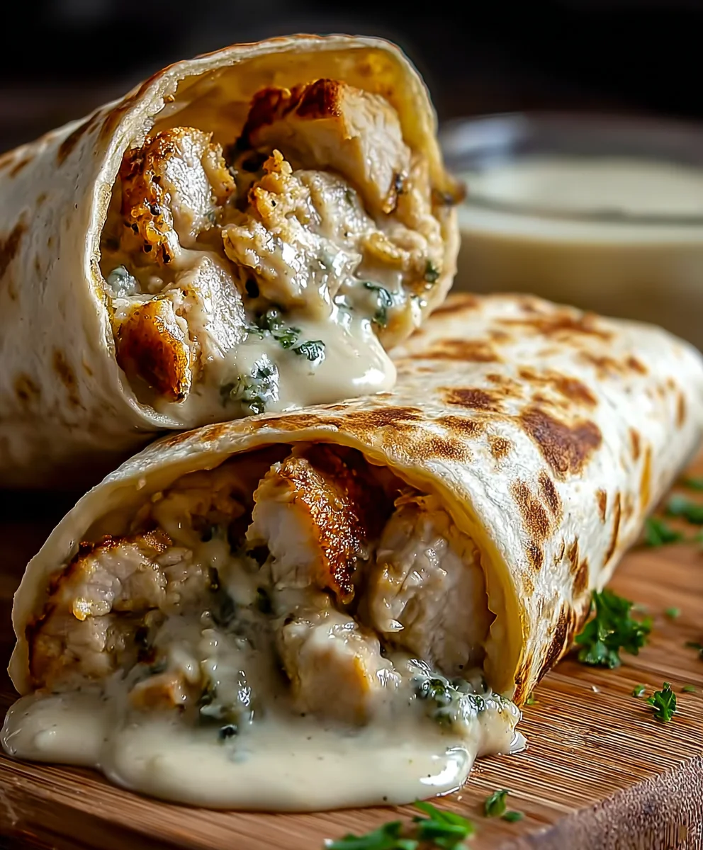 Cheesy Garlic Chicken Wraps Easy Dinner Recipe