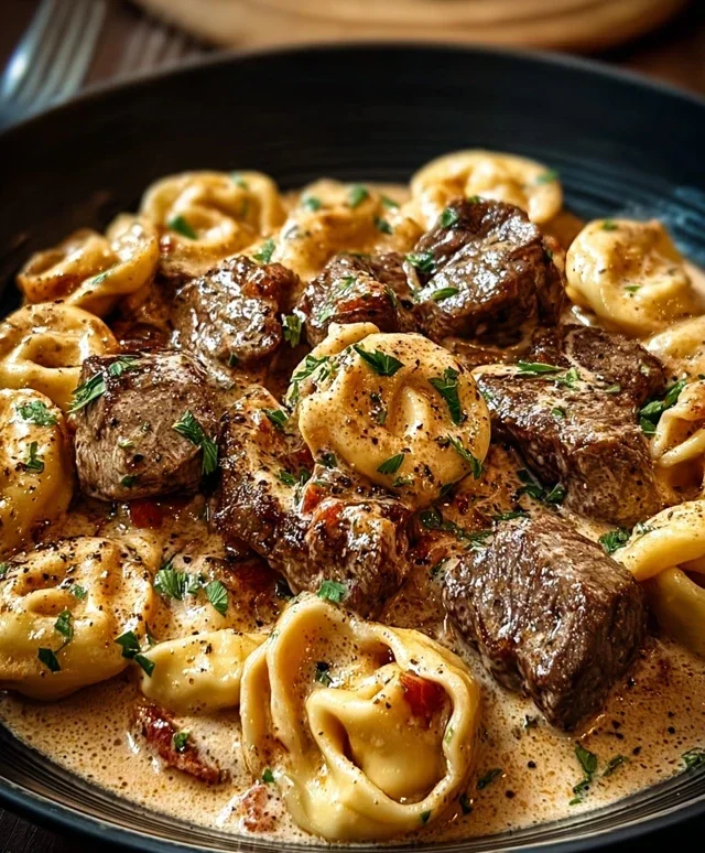 Cracked Garlic Steak Tortellini in Creamhouse Sauce Bliss