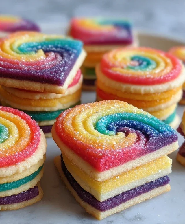 Piped Rainbow Shortbread Cookies