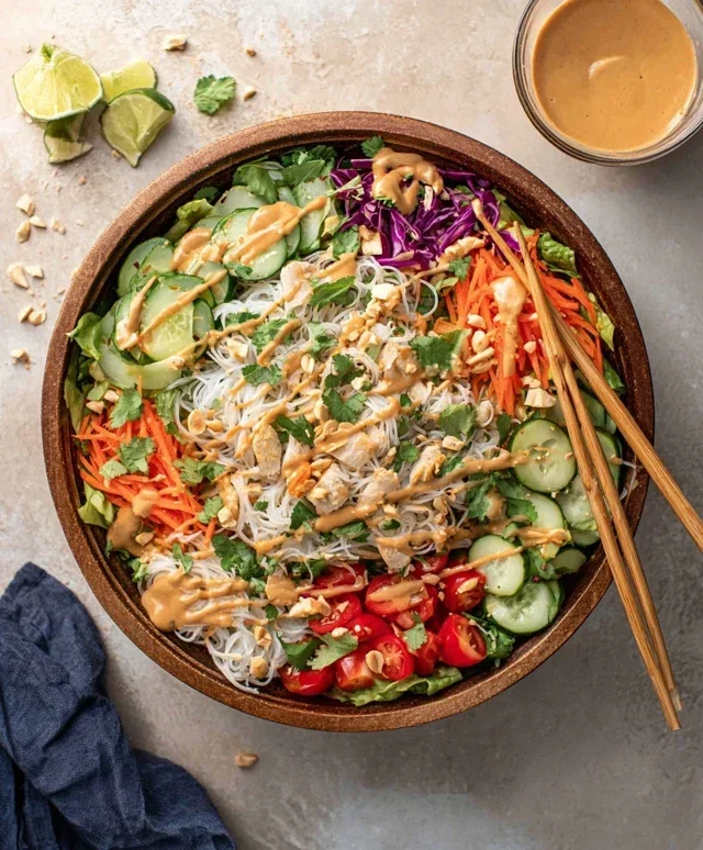 Spring Roll Salad with Peanut Dressing, gluten-free