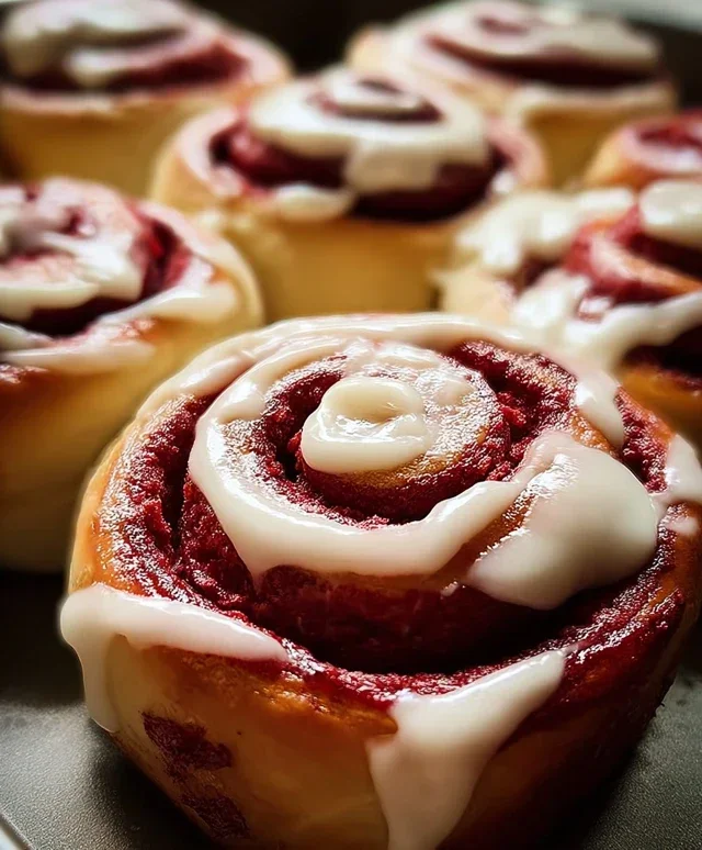 Red Velvet Cinnamon Rolls with Cream Cheese Icing