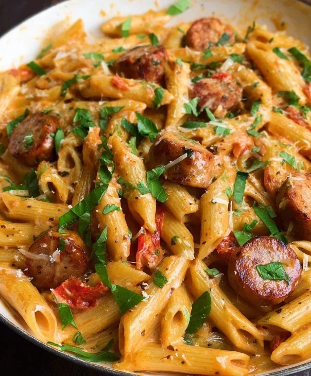 One Pot Creamy Cajun Sausage Pasta (30-Minutes)