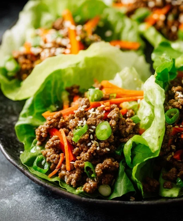 Asian Style Ground Beef Lettuce Wraps