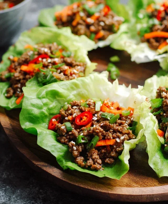 Asian Style Ground Beef Lettuce Wraps